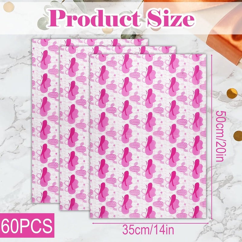 Ethanberg 60 Sheets Gift Wrapping Tissue Paper Bulk, Pink Cactus Hat Print Tissue Paper for Gift Bags, Decorative Art Papers for DIY Crafts Wedding Birthday Baby Showers Holiday Party Decor, 20x14 Inches - Image 2